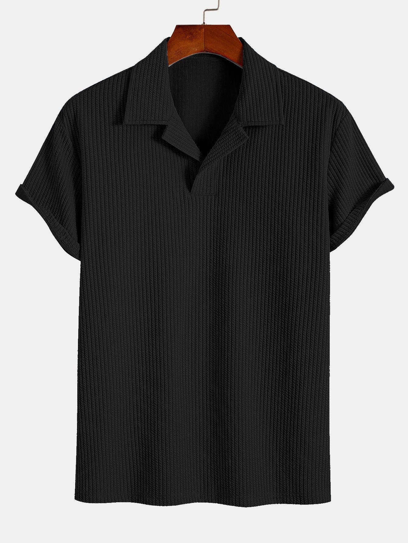 Textured Cuban Collar Polo Shirt