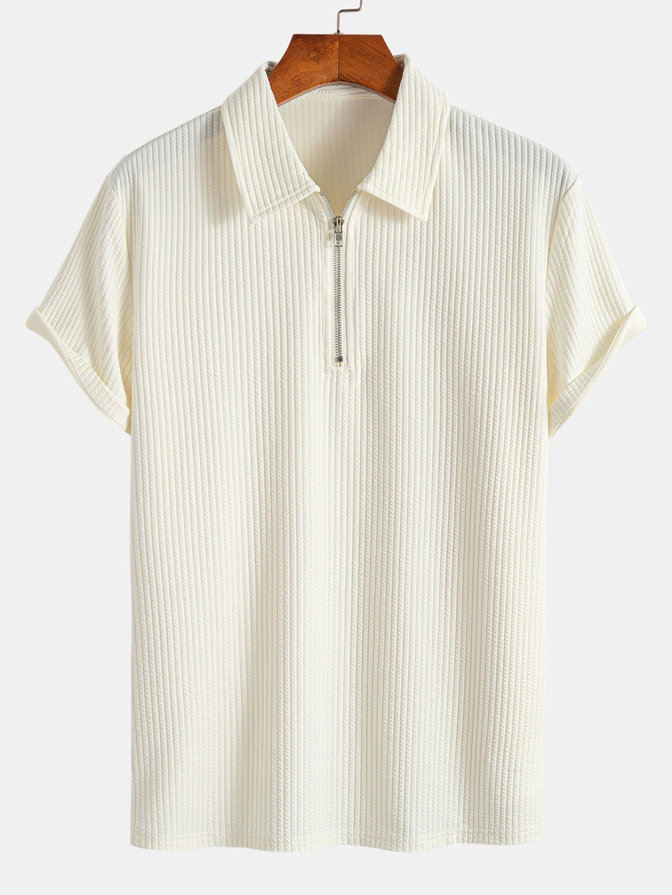 Men's Muscle Fit Ribbed Half Zip Polo