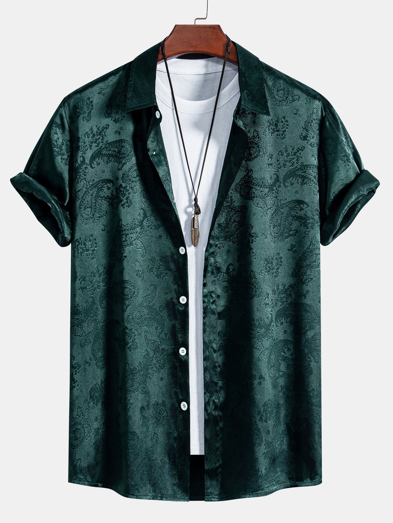 Men's Paisley Print Satin Shirt