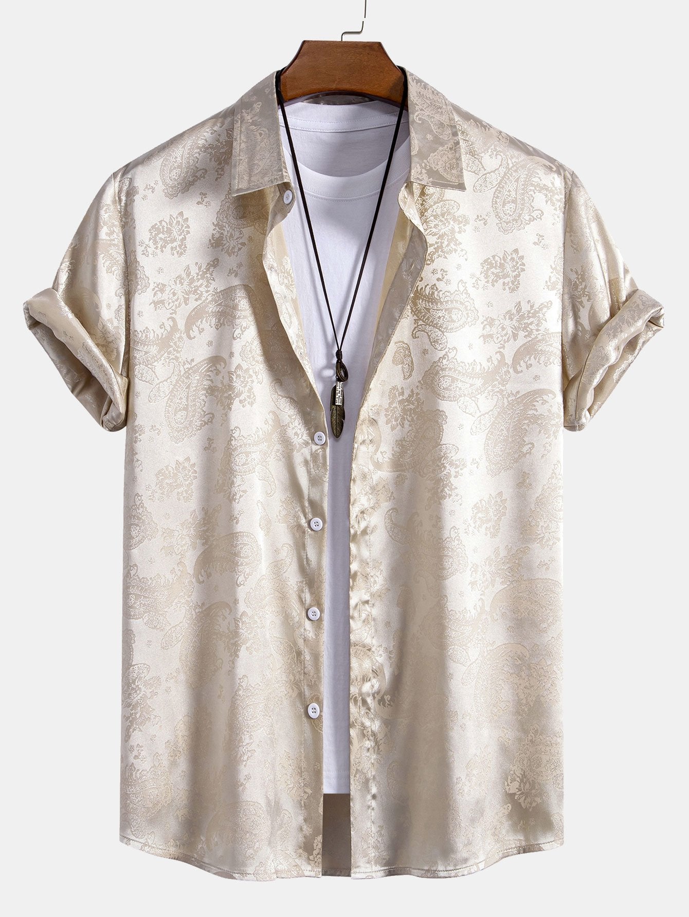 Men's Paisley Print Satin Shirt