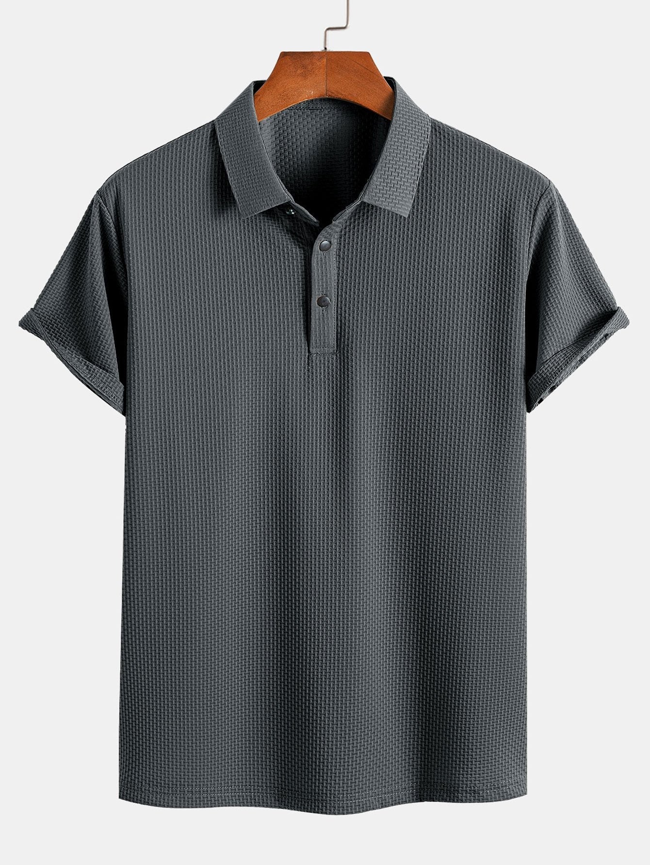 Men's Textured Short Sleeve Polo Shirt