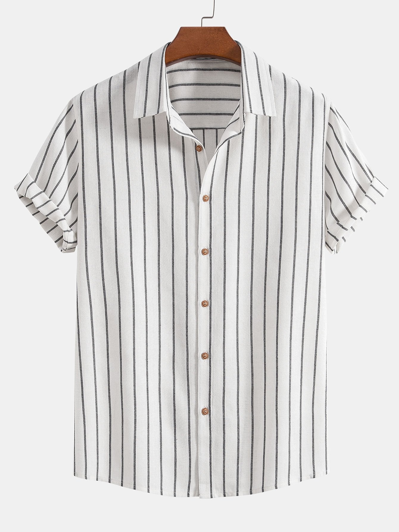 Men's Cotton Blend Striped Button Up Shirt
