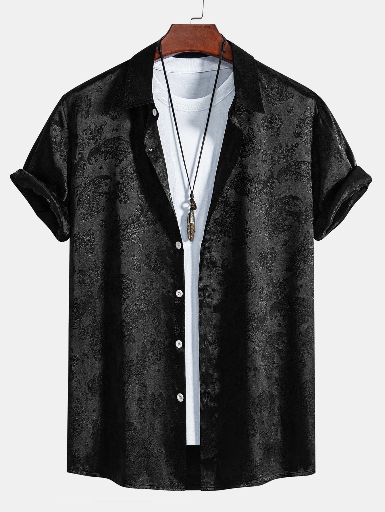 Men's Paisley Print Satin Shirt