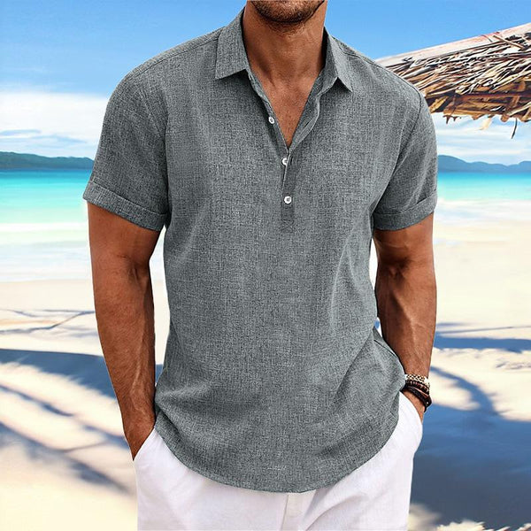 Men's Short Sleeve Cotton Linen Shirt