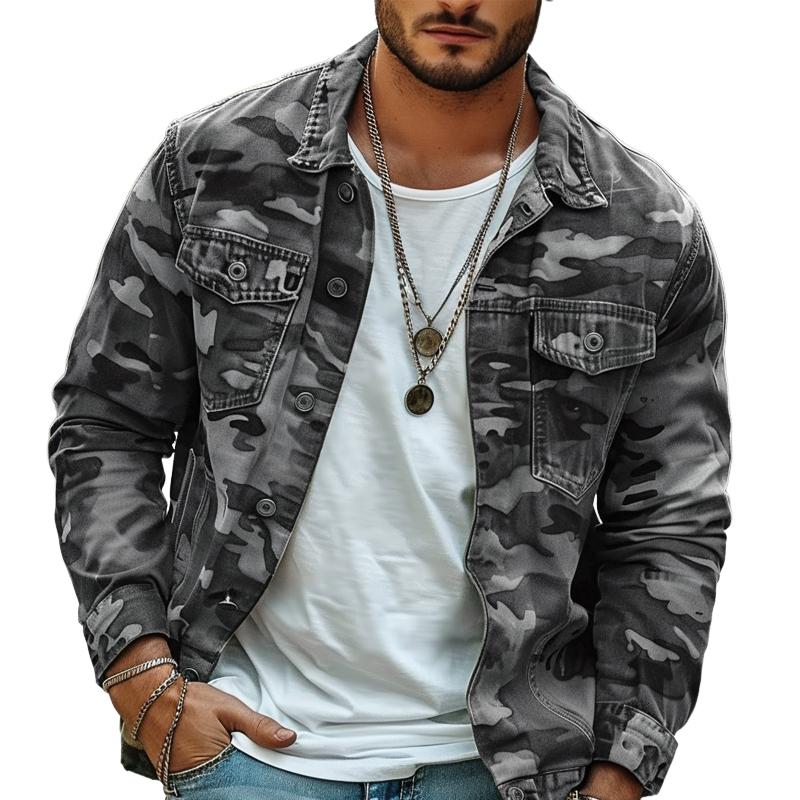 Men's Camouflage Canvas Retro Shacket