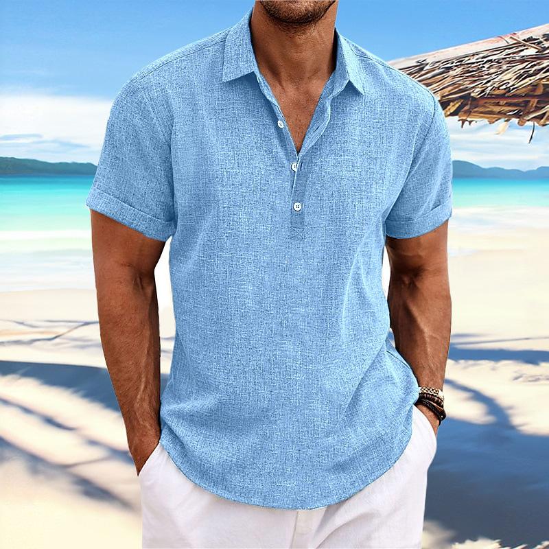 Men's Short Sleeve Cotton Linen Shirt