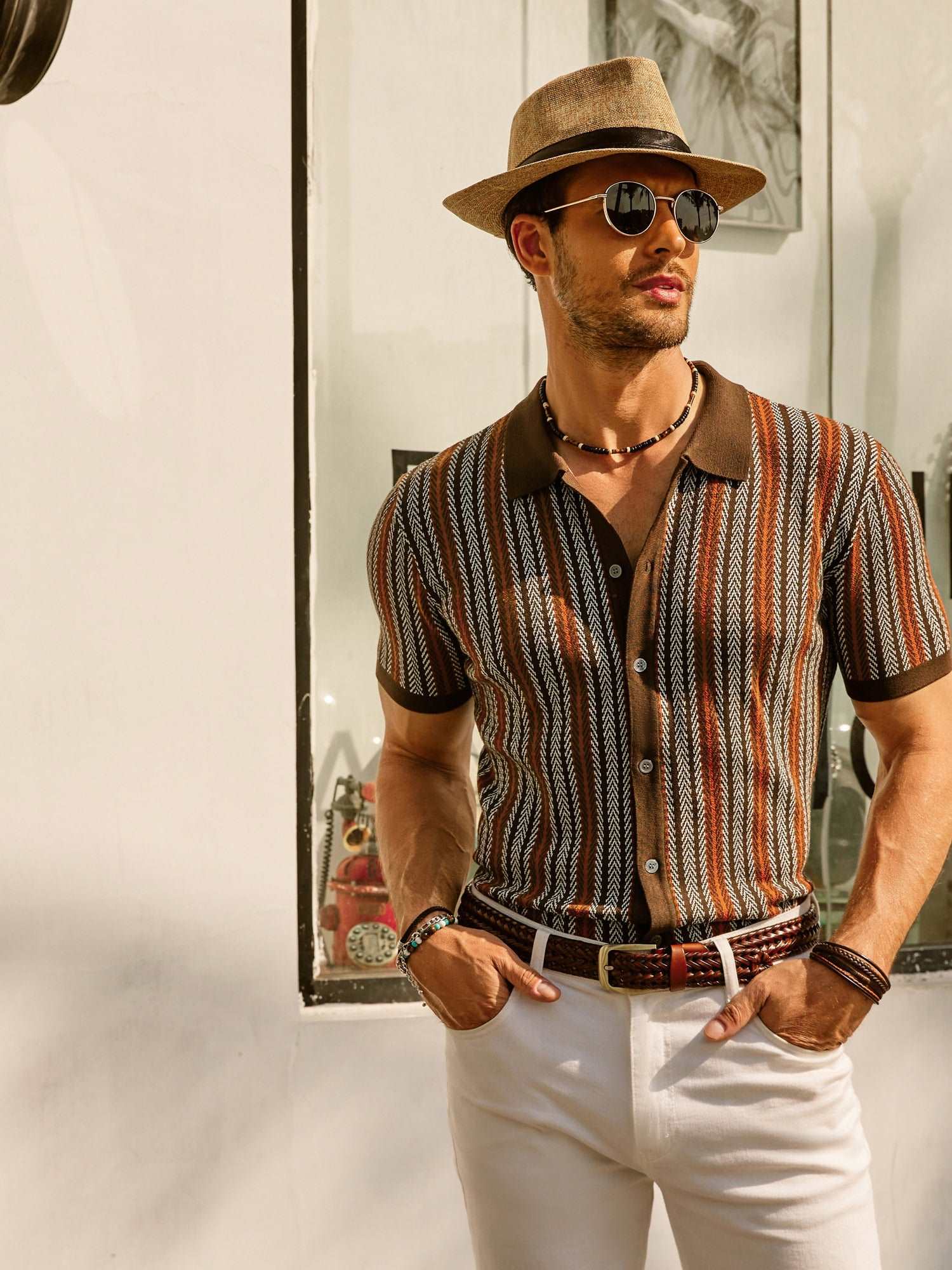 Vintage Striped Polo with Buttons