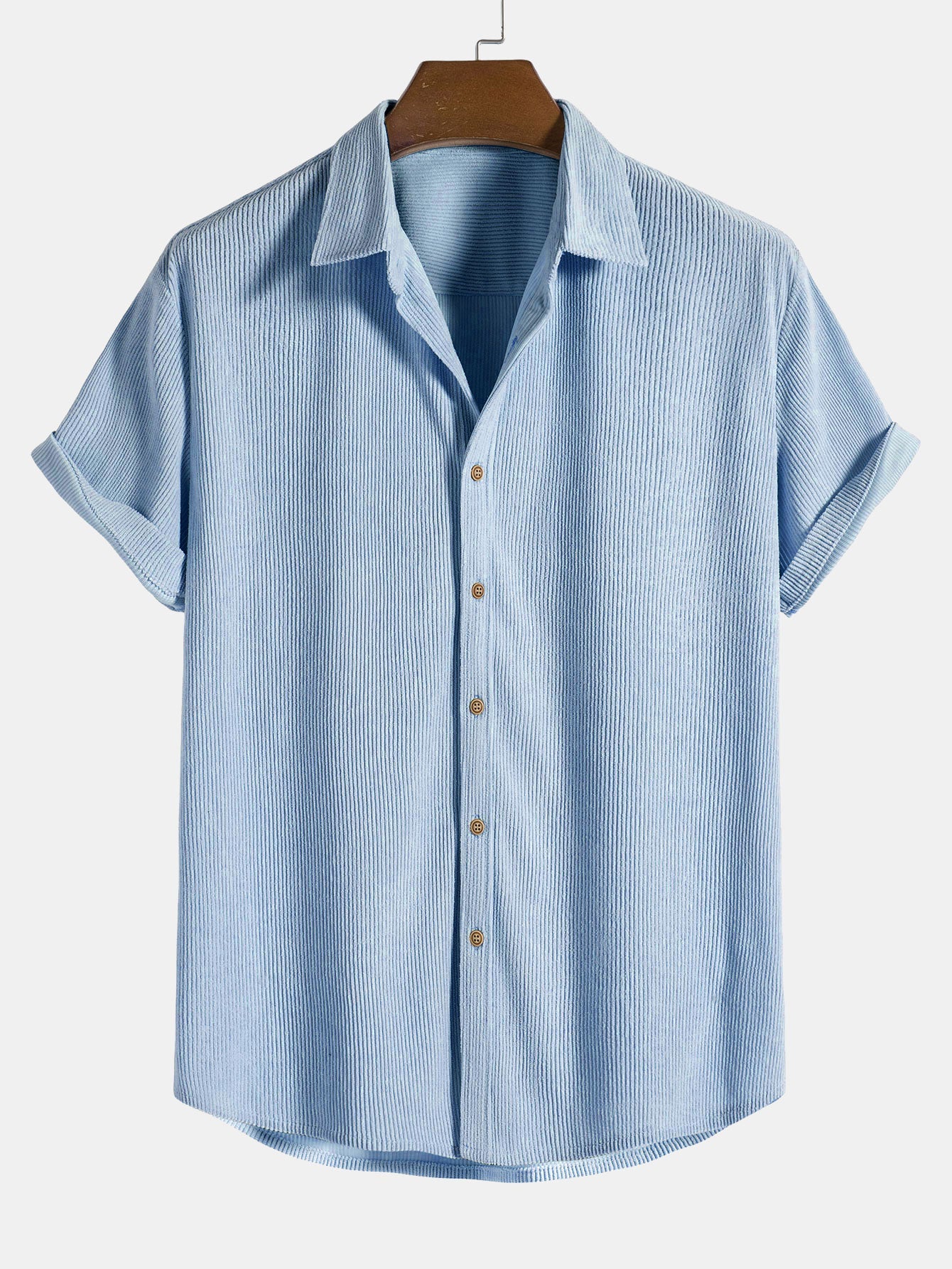 Men's Corduroy Short Sleeve Button-Up Shirt