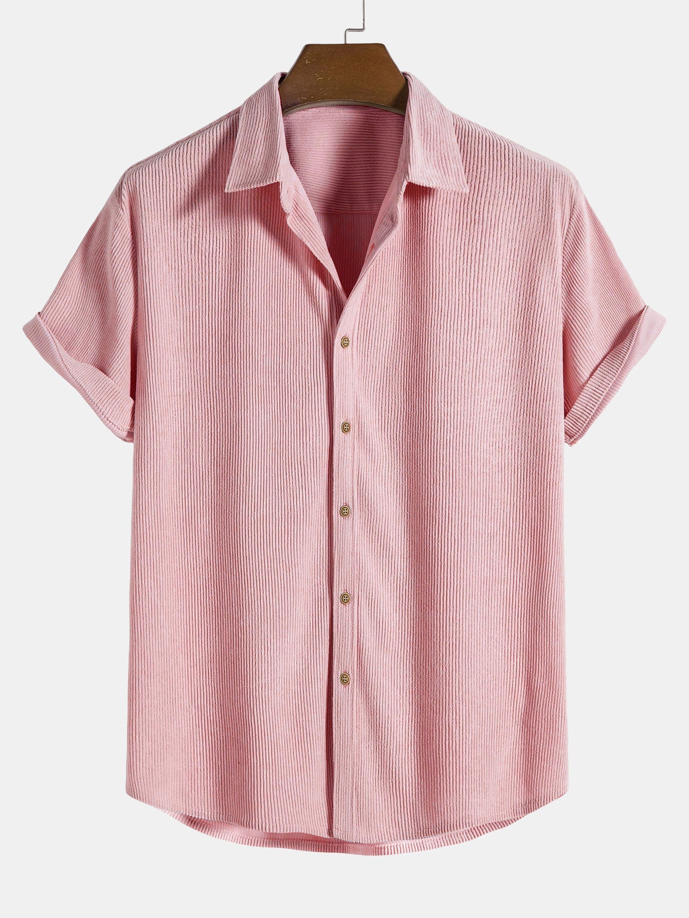 Men's Corduroy Short Sleeve Button-Up Shirt