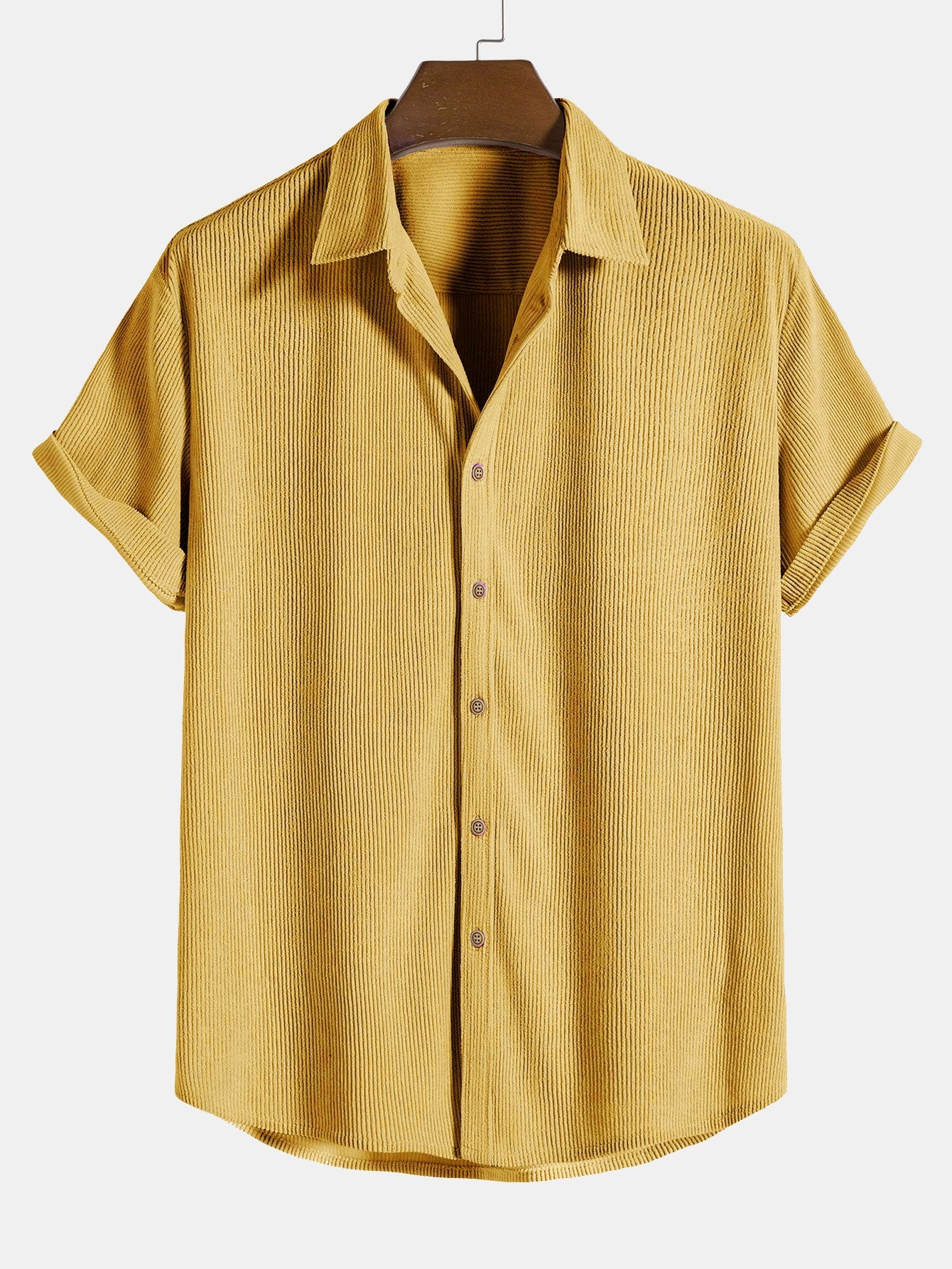 Men's Corduroy Short Sleeve Button-Up Shirt