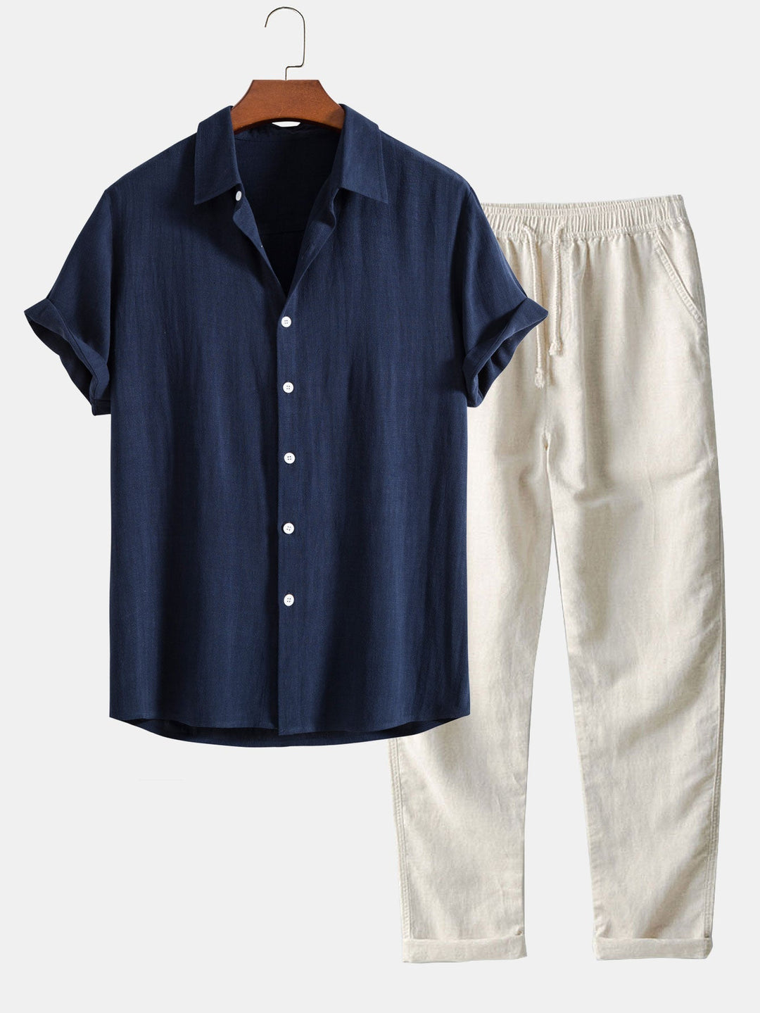 Button-Up Shirt - 100% Linen - Relaxed Fit - Short Sleeves - Breathable Casual Wear
