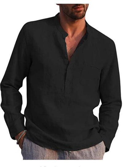 V-Neck Shirt with Long Cotton Sleeves