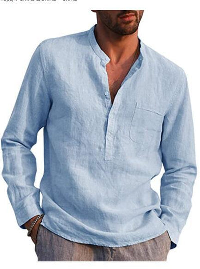 V-Neck Shirt with Long Cotton Sleeves
