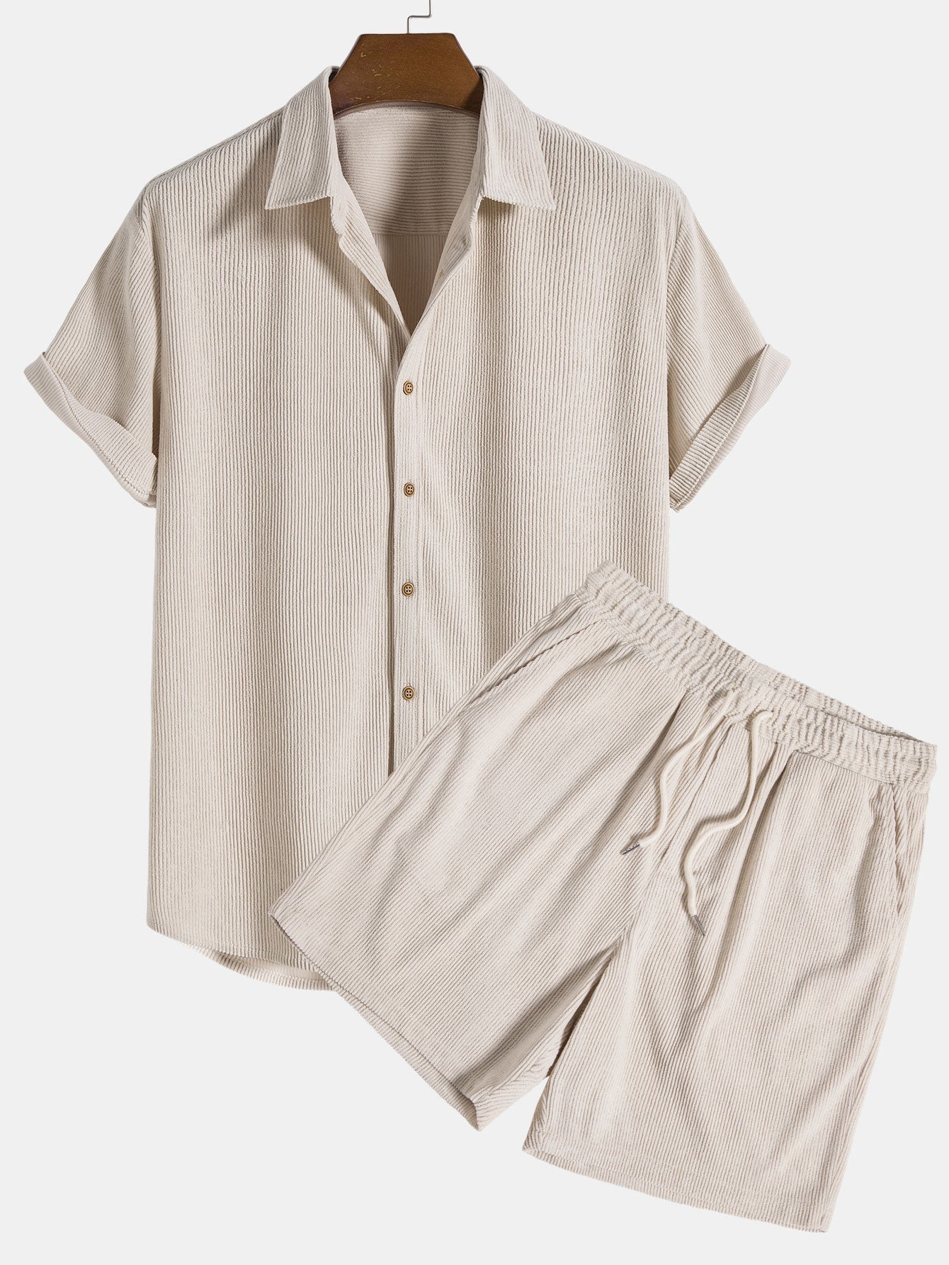 Casual Corduroy Shirt with Short Sleeves