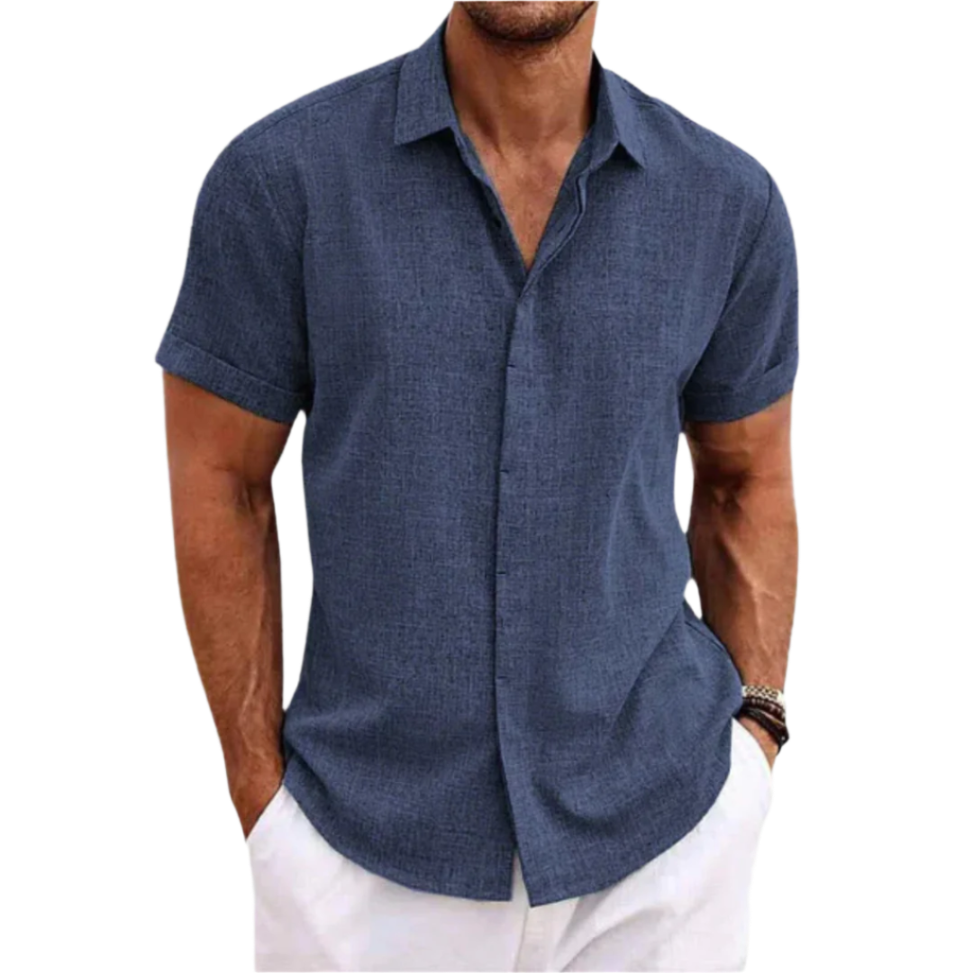 Linen Shirt with Short Sleeves for Men