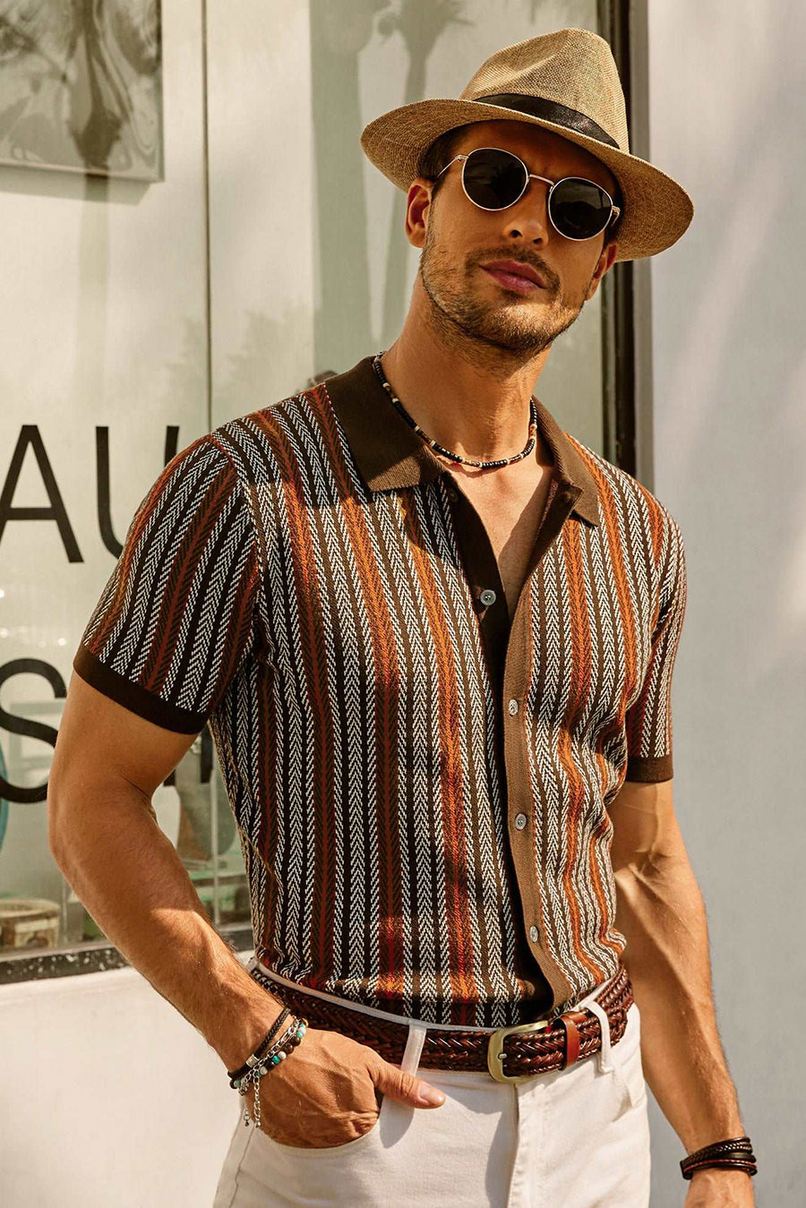 Vintage Striped Polo with Buttons