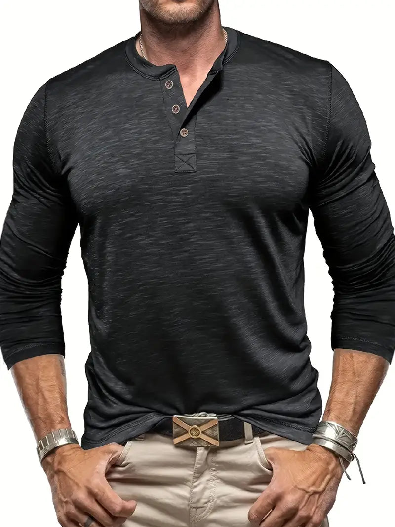 Long Sleeve Henley T-Shirt