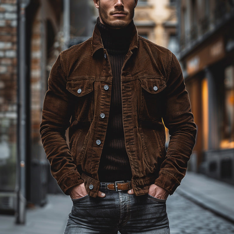 Men's Corduroy Shacket with Pockets