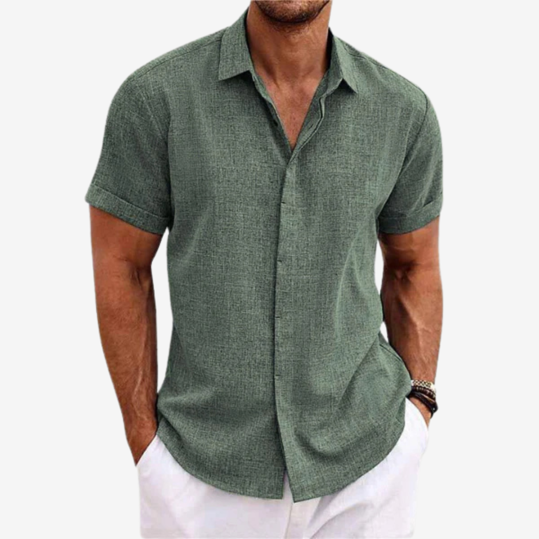 Linen Shirt with Short Sleeves for Men
