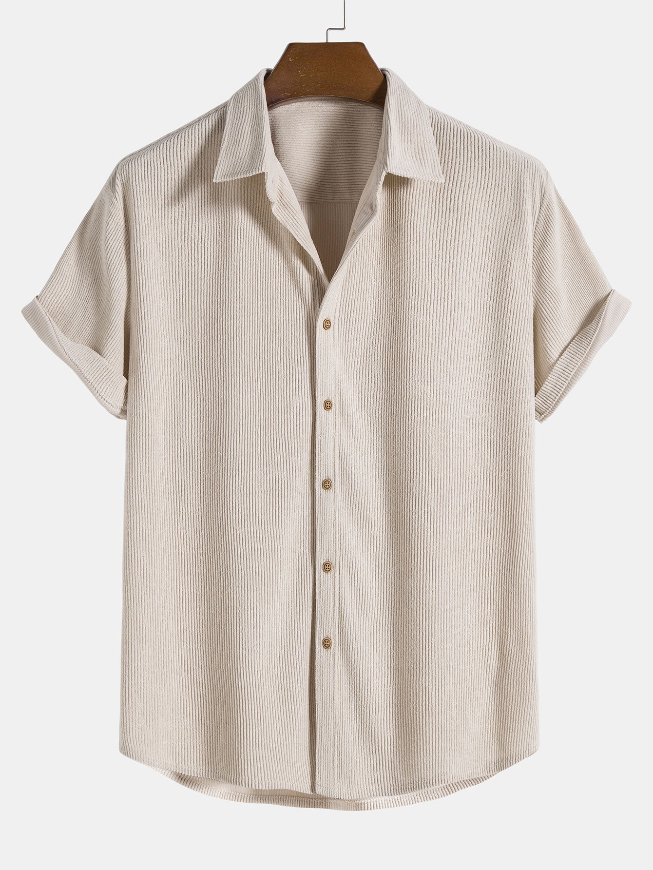 Men's Corduroy Short Sleeve Button-Up Shirt