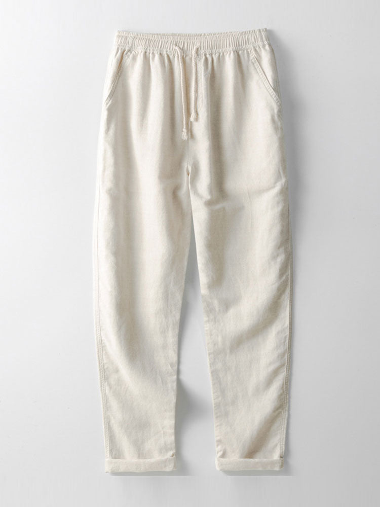 Men's Striped Cotton Shirt with Linen Pants Set