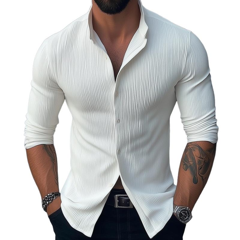Long Sleeve Shirt with Stand Collar