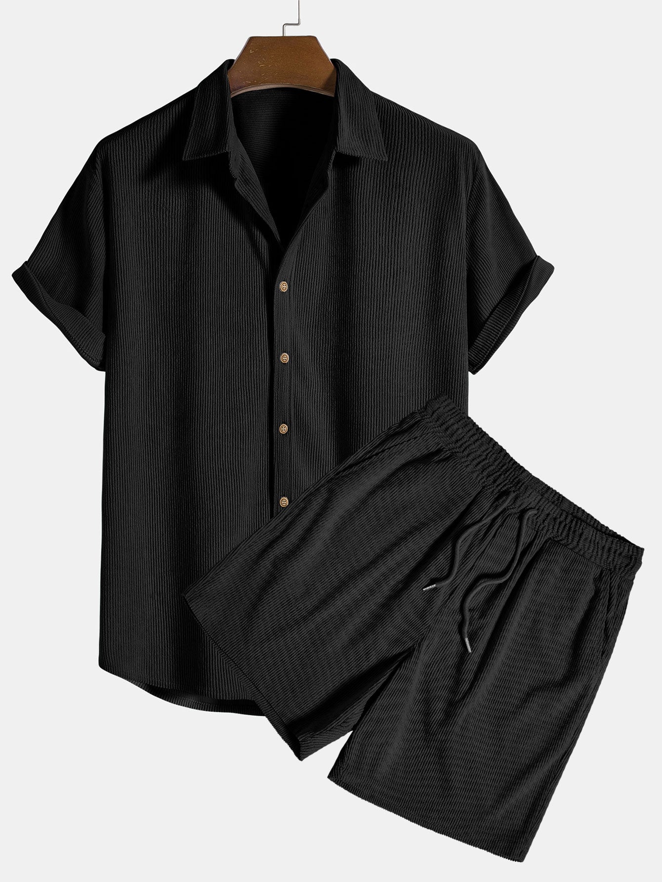 Casual Corduroy Shirt with Short Sleeves