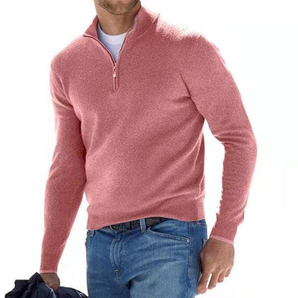 Men's Merino V-Neck Pullover with Zipper