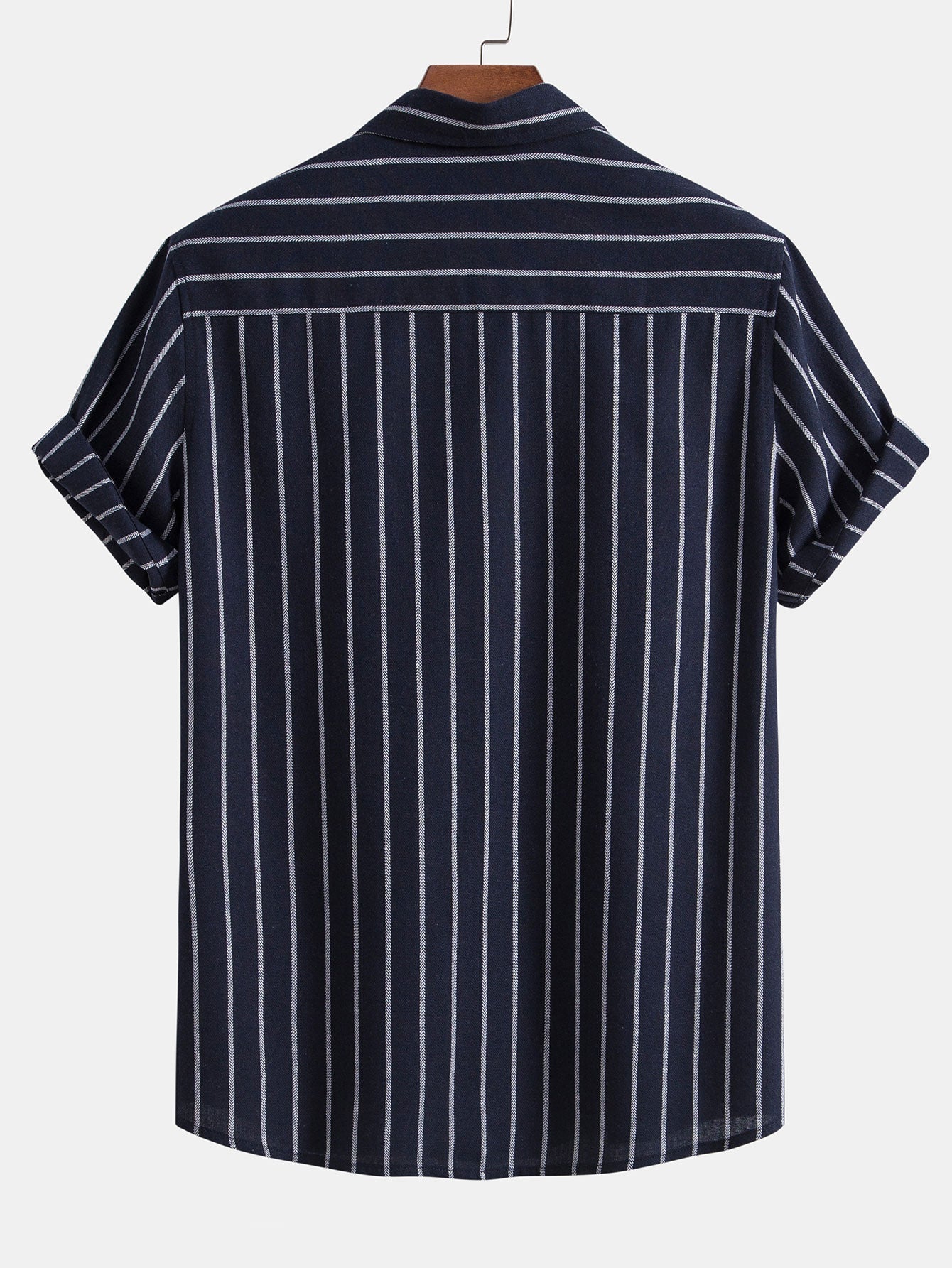 Men's Striped Cotton Shirt with Linen Pants Set