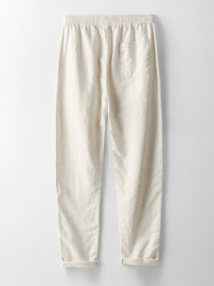 Men's Striped Cotton Shirt with Linen Pants Set