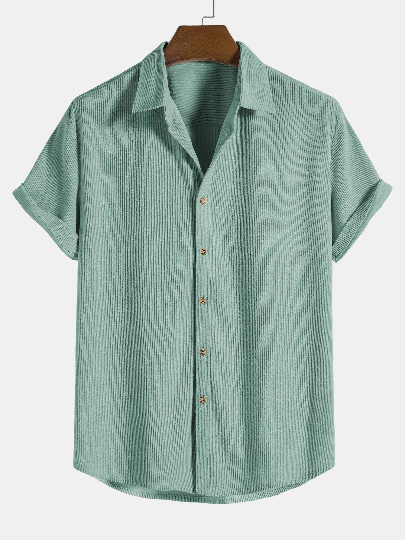 Men's Corduroy Short Sleeve Button-Up Shirt
