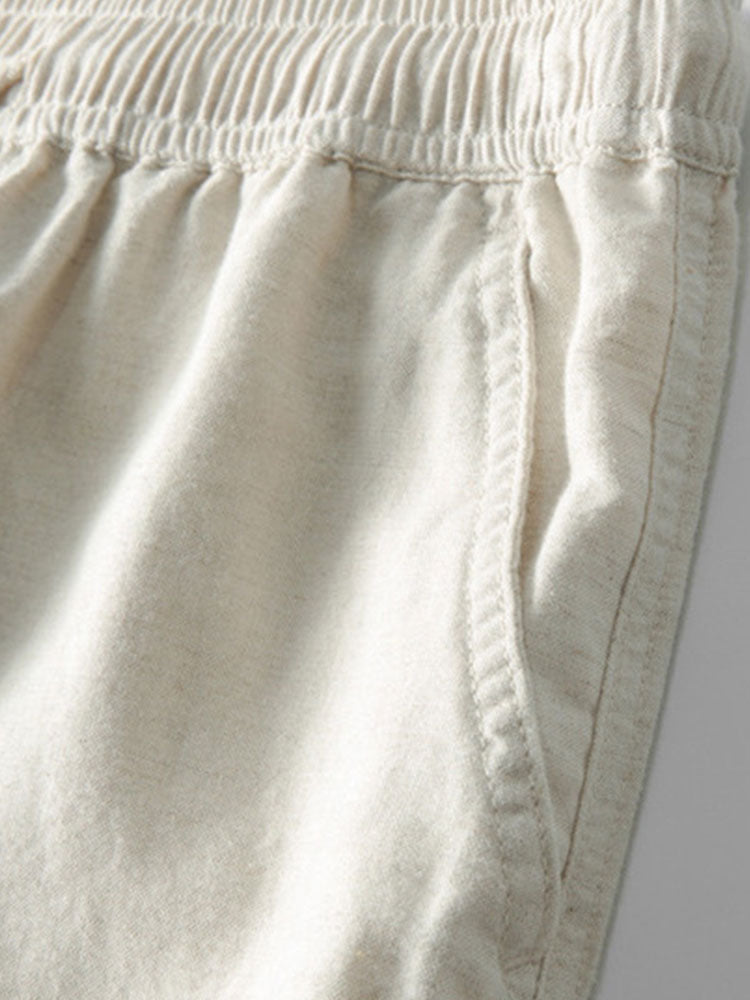 Men's Striped Cotton Shirt with Linen Pants Set