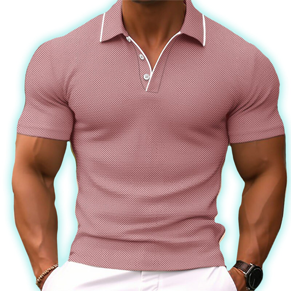 Men's Slim Fit Polo Shirt with Button Placket