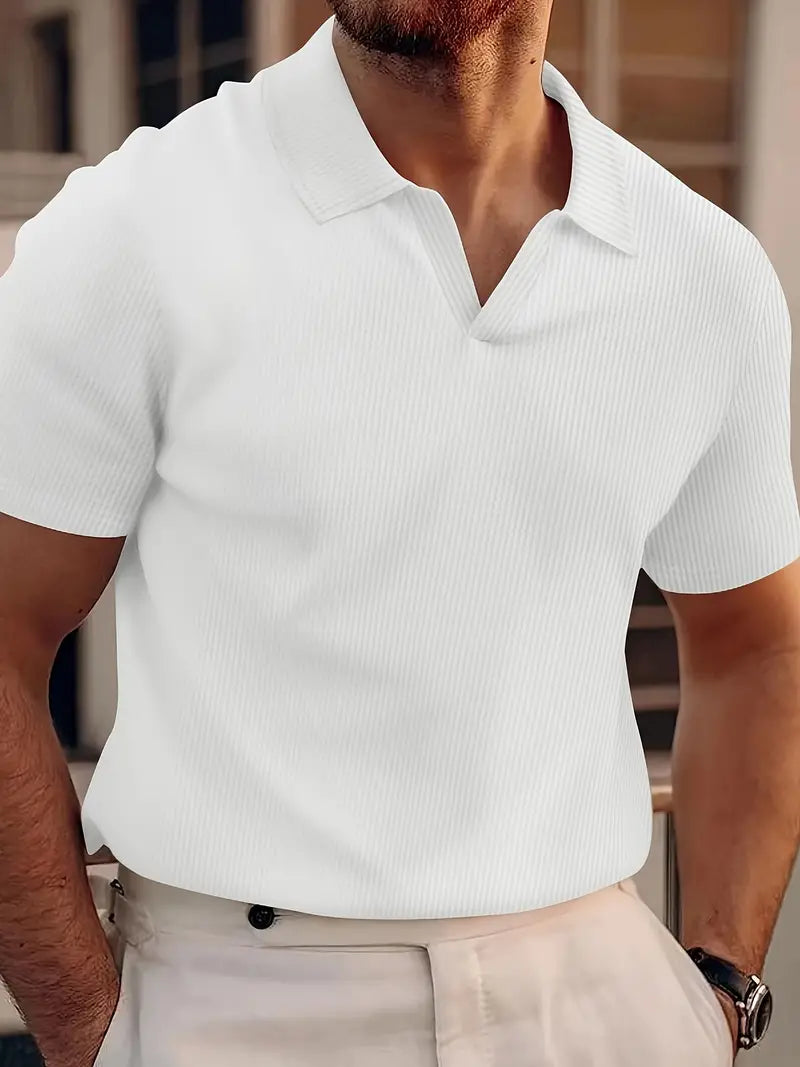 Men's V-Neck Short Sleeve Polo Shirt