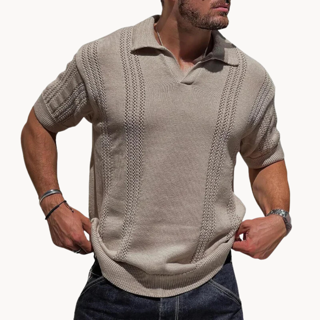 Stylish Short-Sleeve Knit Polo Shirt