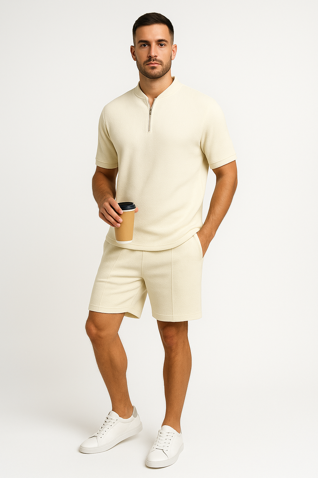 Casual Honeycomb Knit Set