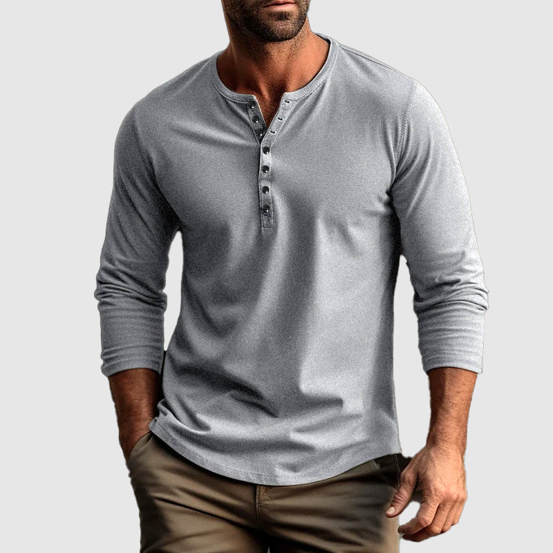 Casual Long Sleeve Henley for Men
