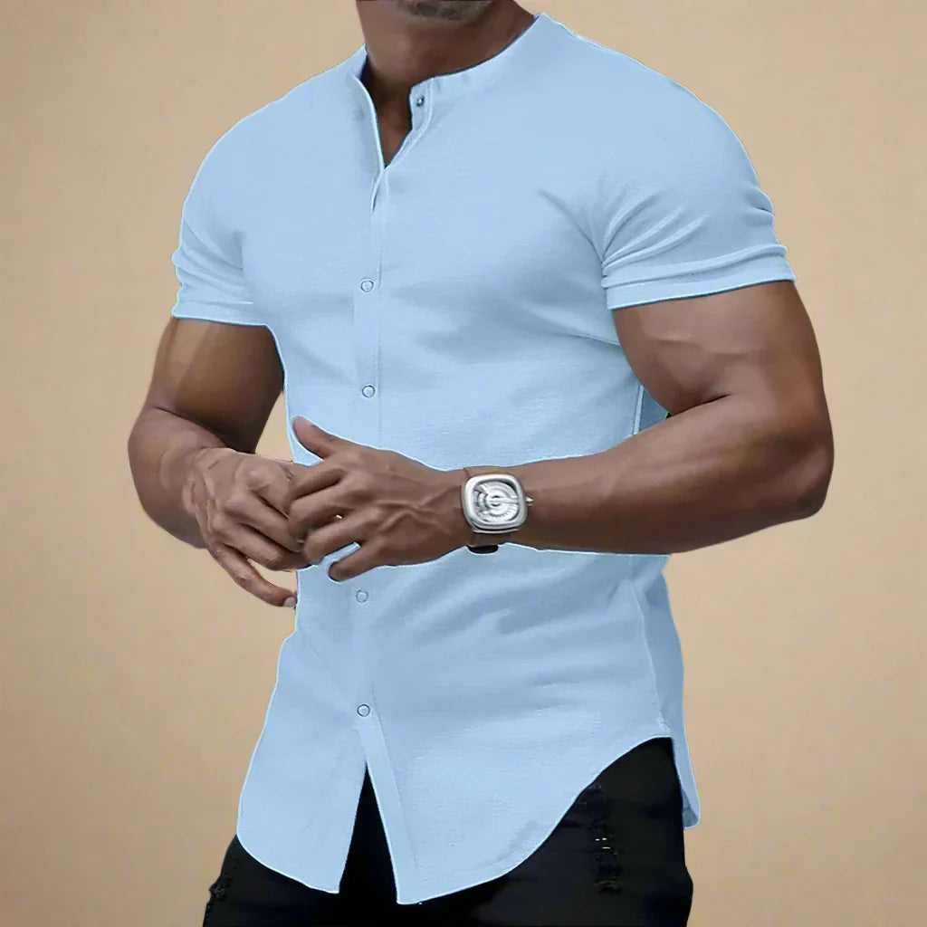Men's Short Sleeve Denim Shirt