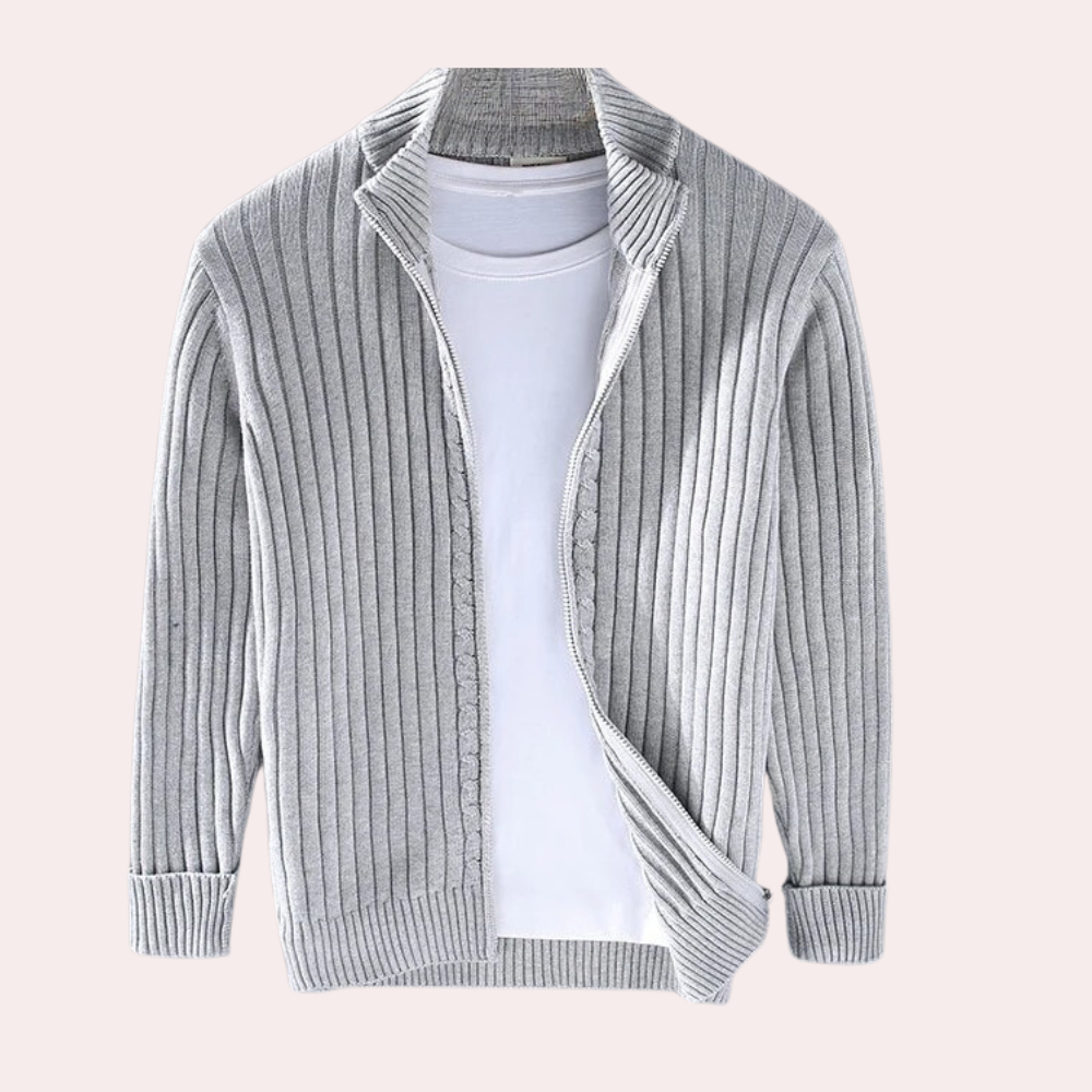 Modern Knitted Zipper Cardigan for Men