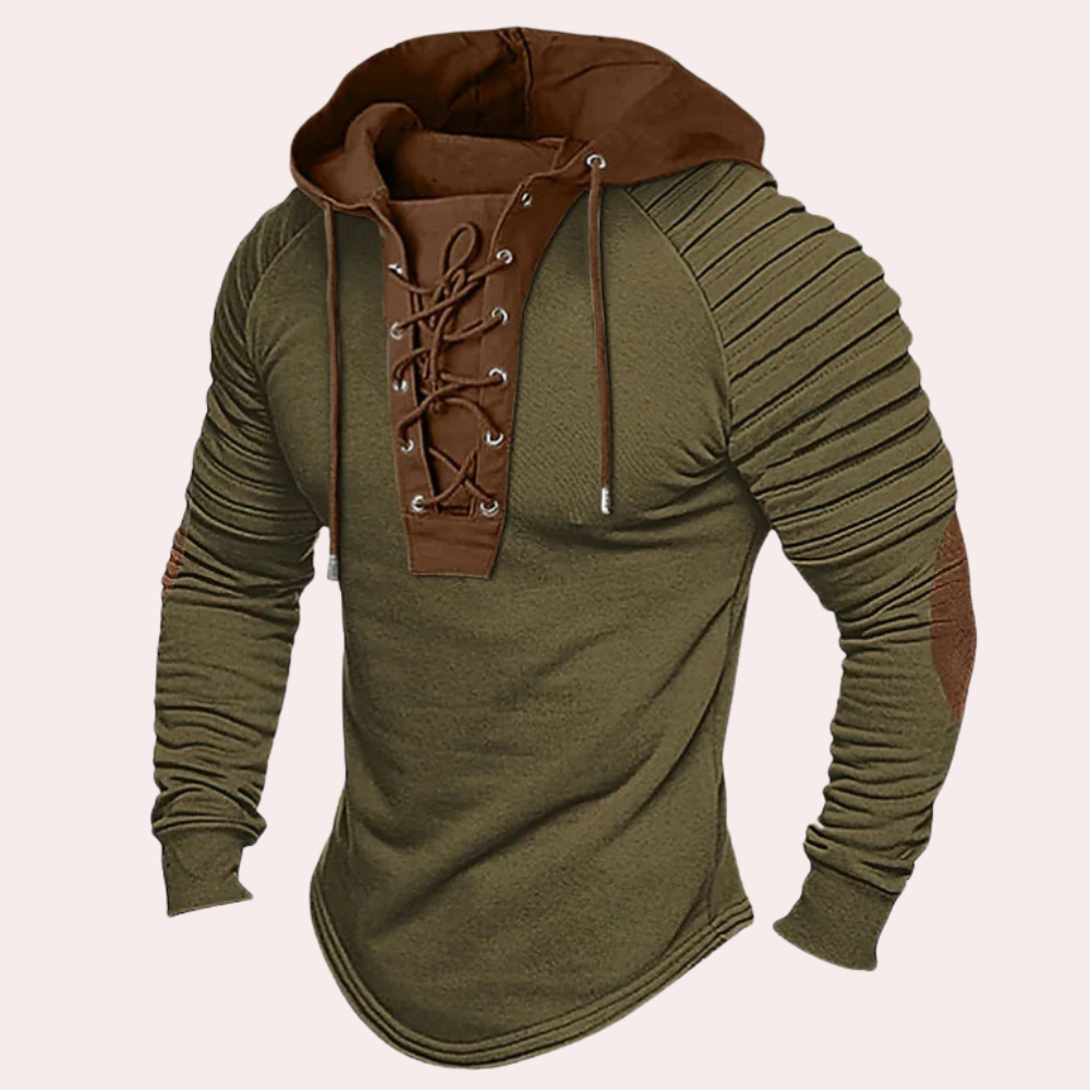 Albert | Men's Modern Lace-Up Hoodie with Hood
