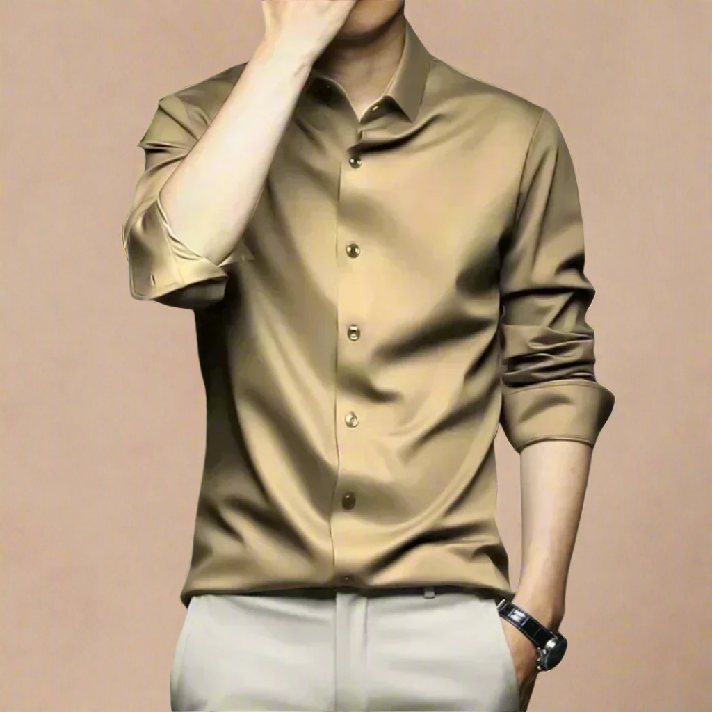 Luxury Silk Business Casual Shirt for Men