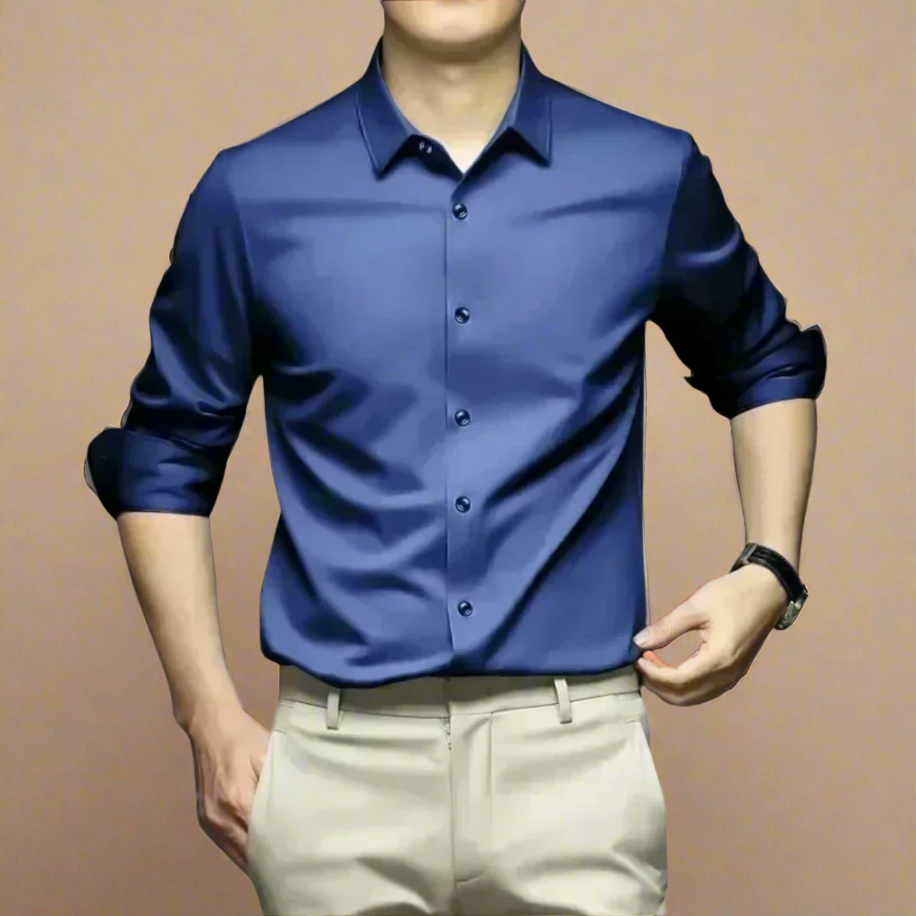 Luxury Silk Business Casual Shirt for Men