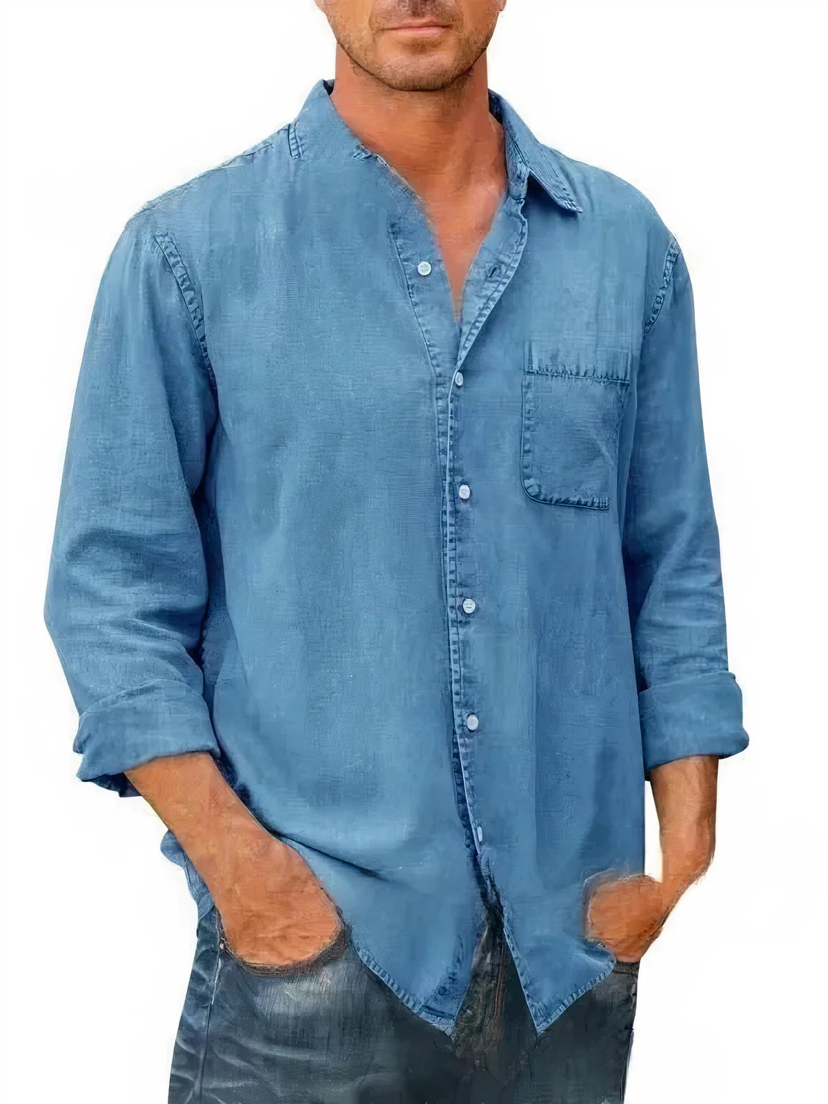 Denim Shirt with Practical Chest Pocket