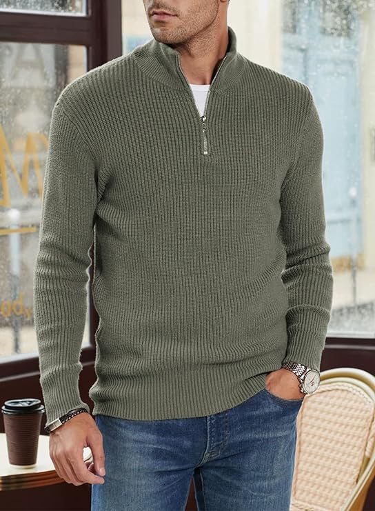 Leo | Men's Italian Style Quarter-Zip Sweater
