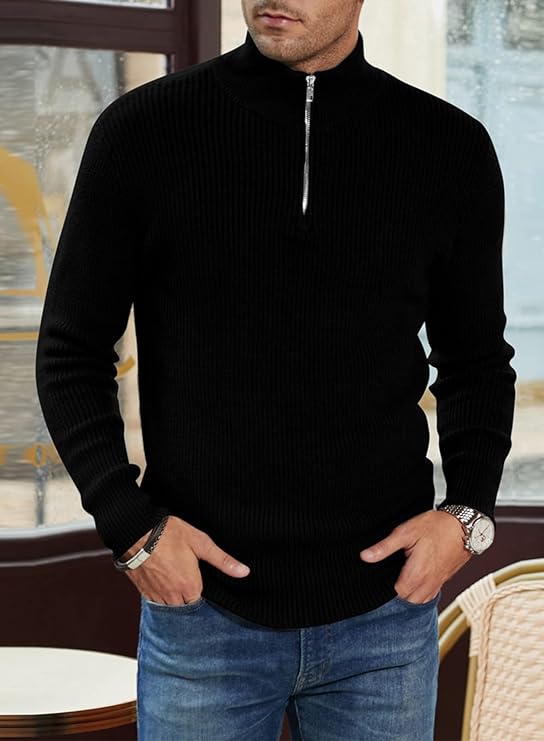 Leo | Men's Italian Style Quarter-Zip Sweater