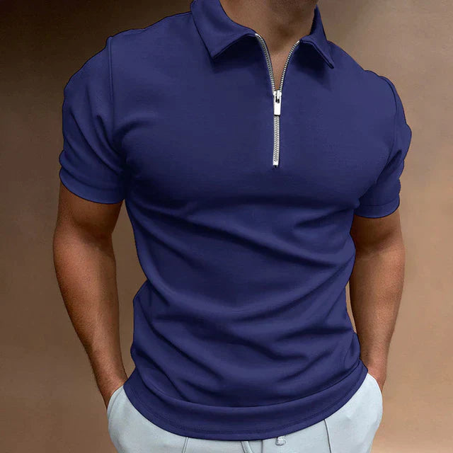 Zippered Polo Shirt with Casual Style