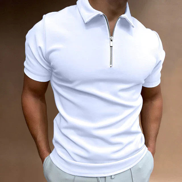 Casual Men's Zippered Polo Shirt