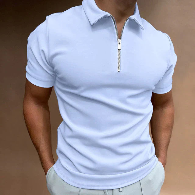 Zippered Polo Shirt with Casual Style