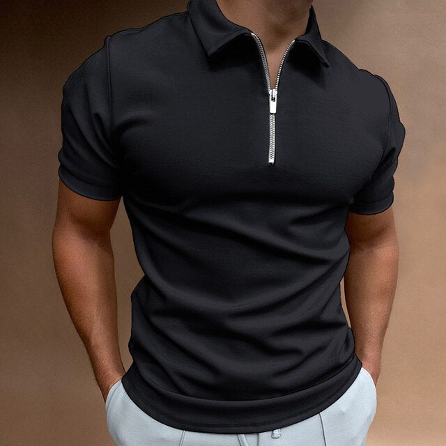 Zippered Polo Shirt with Casual Style