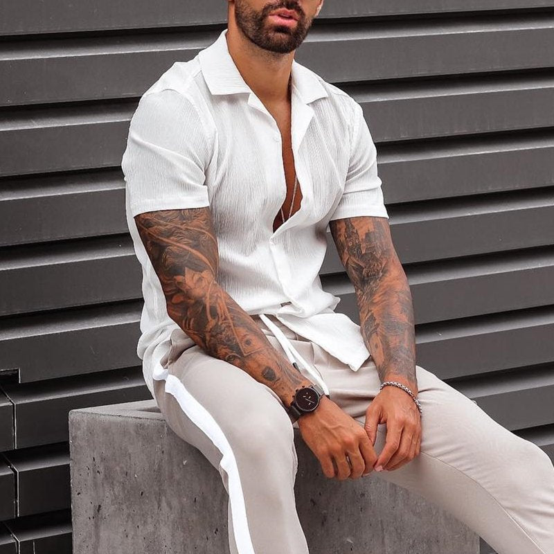 Short Sleeve Shirt in Cotton Linen Blend